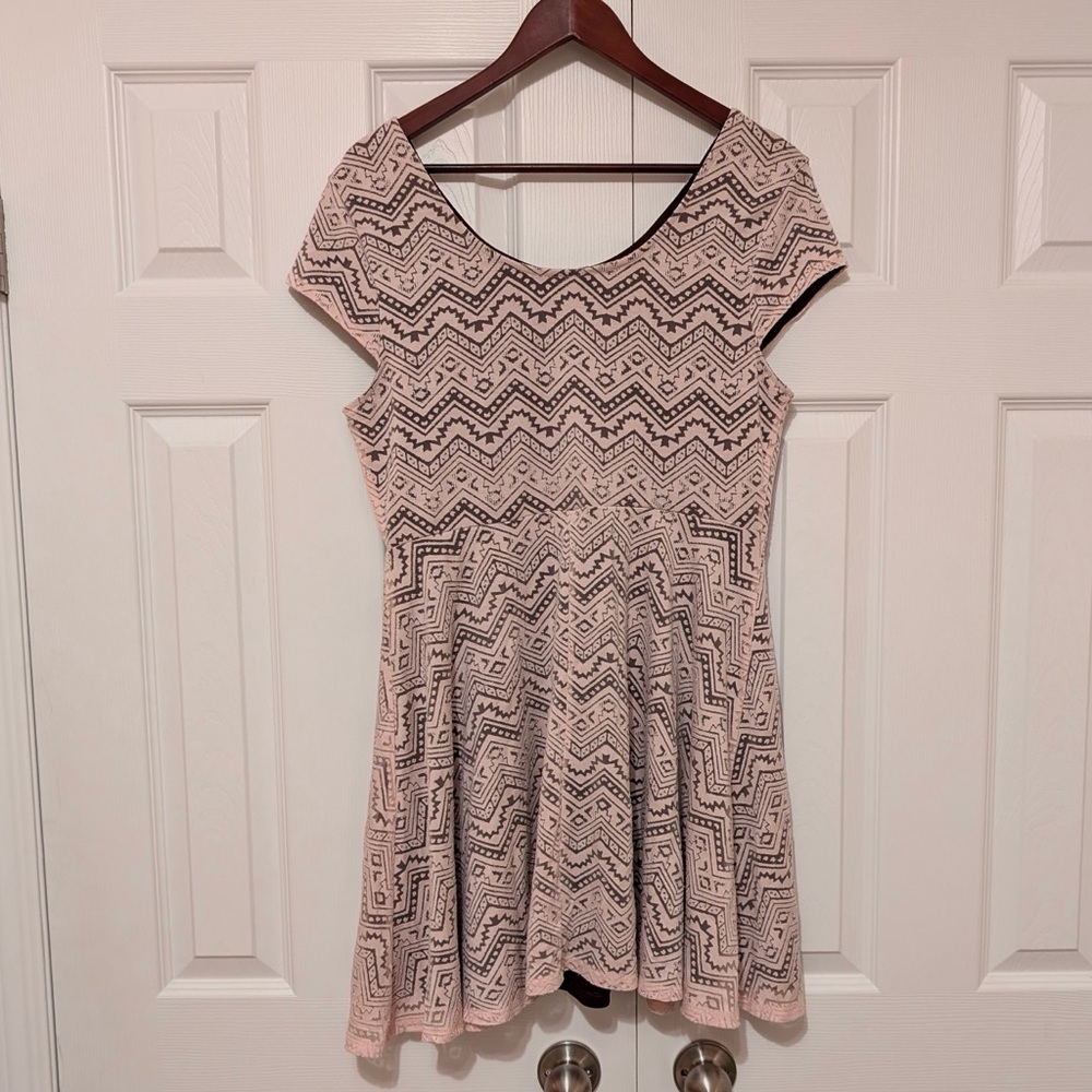 Size XL Pink and Burgundy Aztec Western Pattern Skater Dress